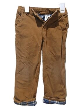 Carhartt Boy's Flannel-Lined Canvas Pants Adjustable Waist Size:6 Dungaree Cargo